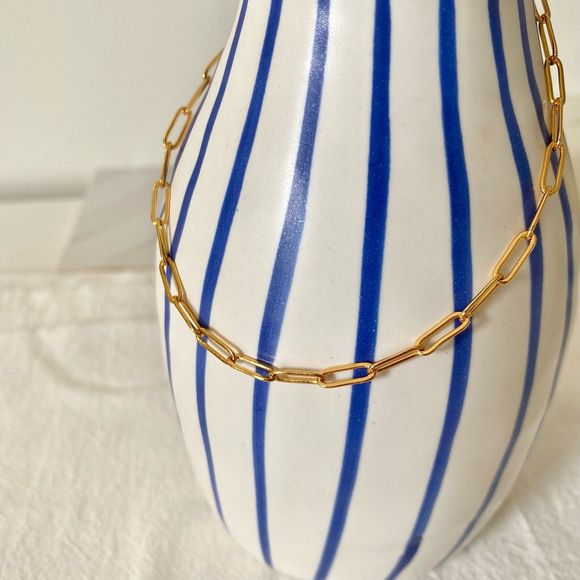 18K Gold Plated Small Paperclip Chain Necklace - Picture 7 of 8